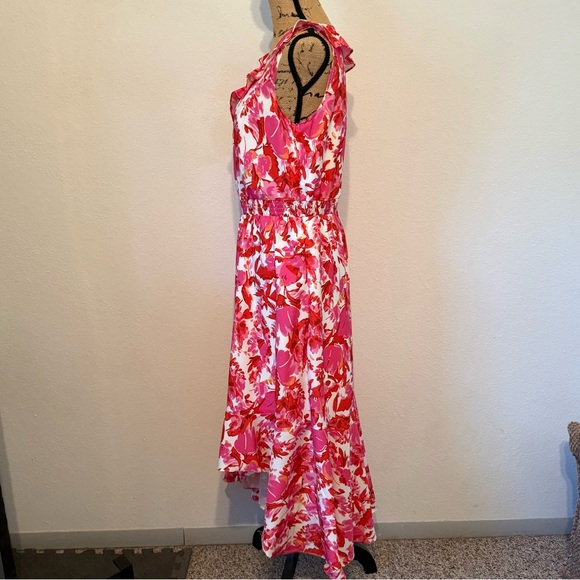 Aupuls Floral pink and white midi flowy dress - Picture 6 of 16